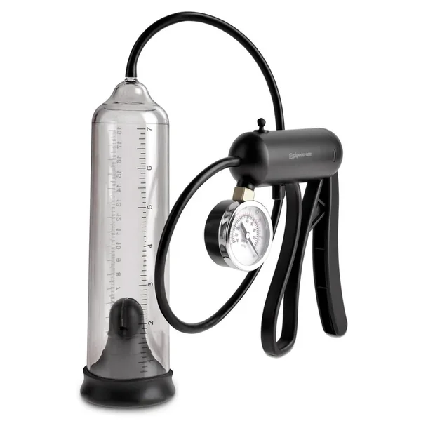 Pump Worx Pro-Gauge Power Penis Pump – Clear and Black