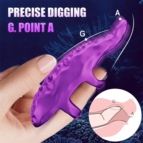 Purple Silicone Octopus Tentacle Finger Vibrator – Wearable G-Spot Stimulator for Precise Pleasure