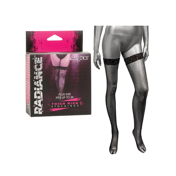 Radiance Thigh High Stockings - Black Plus Size