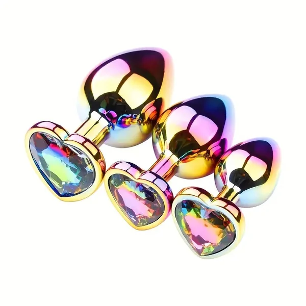Rainbow Gradient Color Colorful Crystal Metal Princess Anal Plug