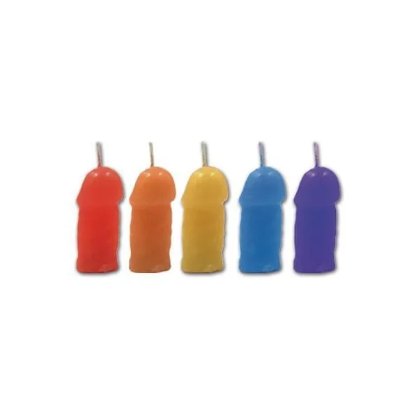 Rainbow Pecker Party Candles - 5 Pack