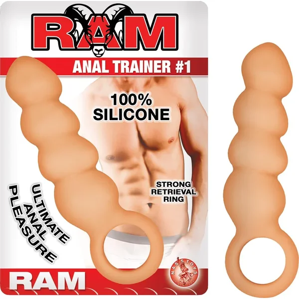 RAM Slender Silicone Anal Training Plugs with Ring Base