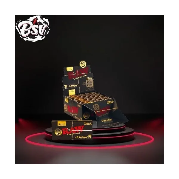 Raw Classic Black Artesano Kingsize Slim Tray+Papers+Tips 15 Pk