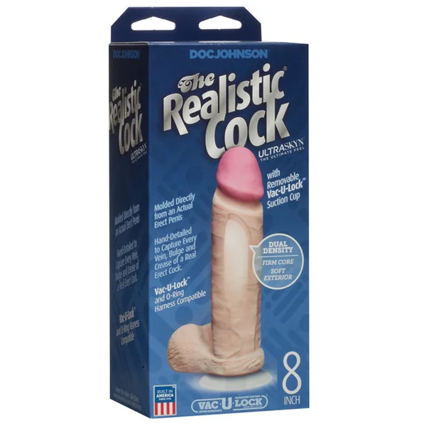 Realistic 8" Ultraskyn Cock W-balls - White