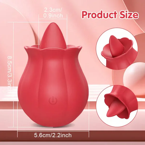 Realistic Tongue Rose Flower Vibrator With 10 Tongue Licking Mode