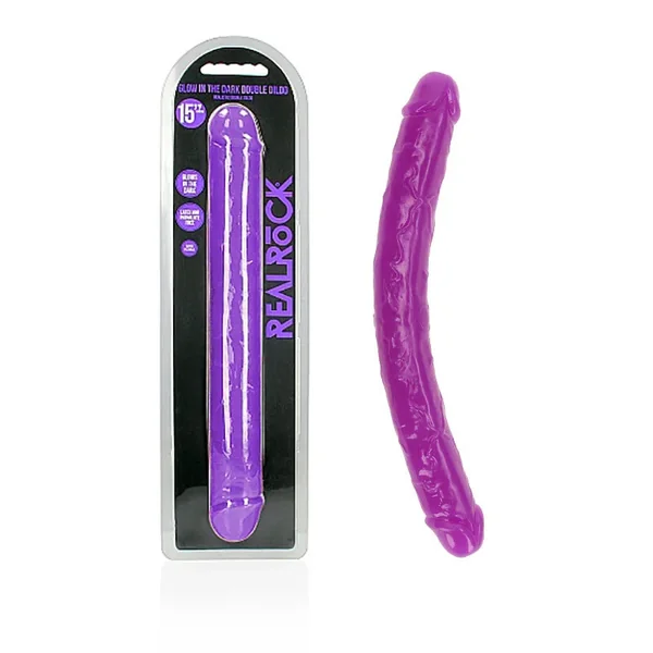 REALROCK 38 cm Double Dong Glow – Purple-(rea149glopur)