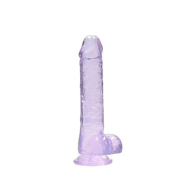 REALROCK 8IN REALISTIC DILDO W/ BALLS CLEAR PURPLE