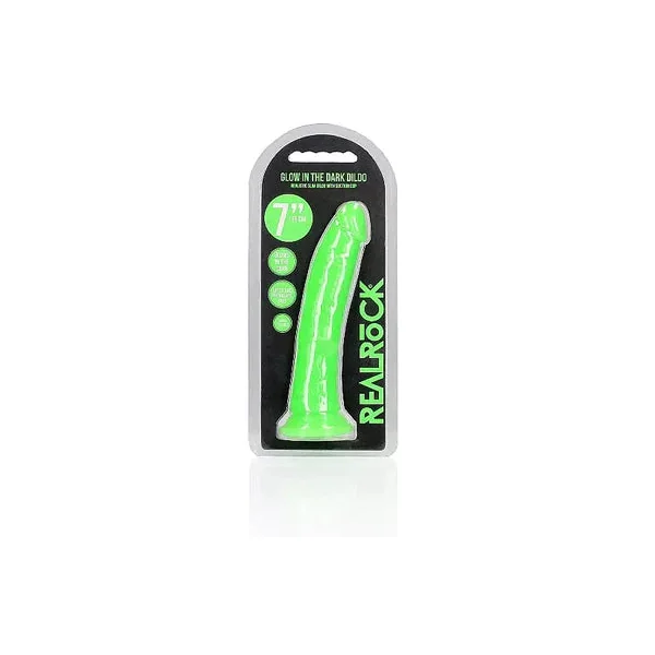Realrock Glow In The Dark Slim Dildo 7" by Shots