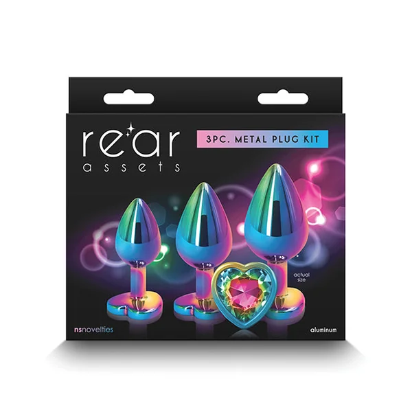 Rear Assets Rainbow Heart Gem Anal Trainer Kit - Multi Color