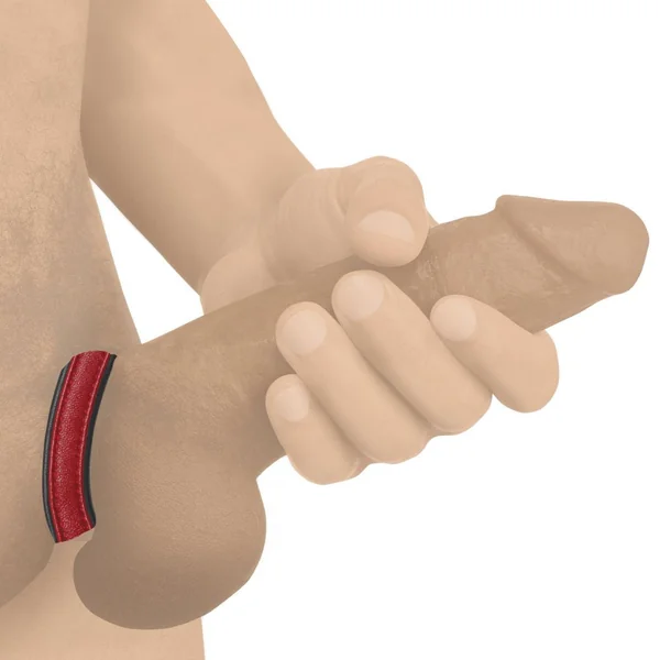 Red Velcro Leather Cock Ring