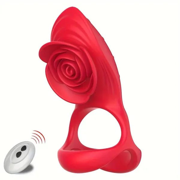 Remote Control Rose Vibrating Cock Ring Sex Toy For Couples Love