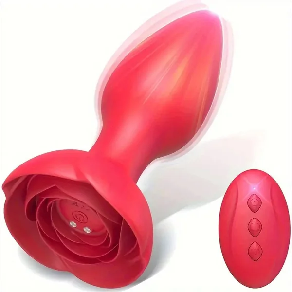 Remote Control Rose Vibrator Butt Plug With 10 Vibrating Modes