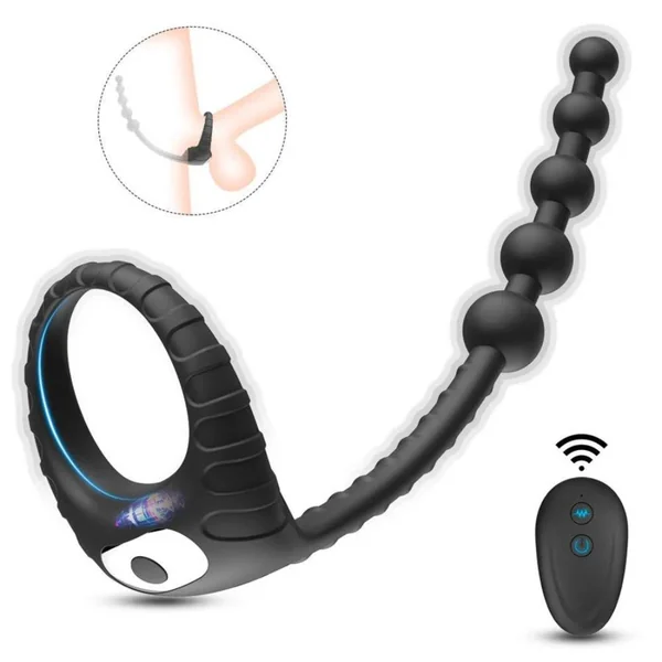 Remote Control Vibrating CockRing with Anal Beads