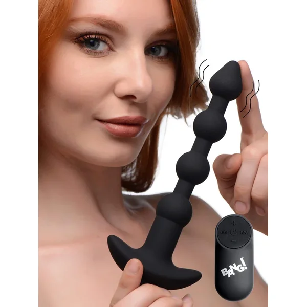 Remote Control Vibrating Silicone Anal Beads – Black
