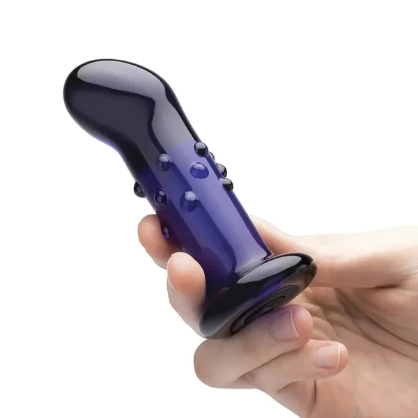 Remote Vibrating G-Spot/ P-Spot Glass Plug with Nubs