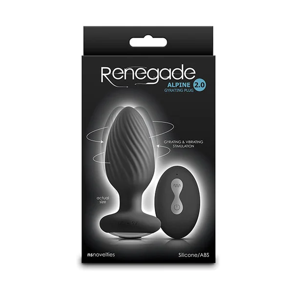 Renegade Alpine 2.0 Gyrating & Vibrating Butt Plug w/Remote - Black