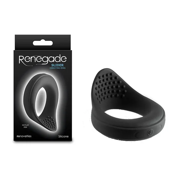 Renegade Slider – Black – Black USB Rechargeable Vibrating Cock Ring