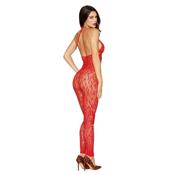 RHINESTONE BODYSTOCKING POINSETTIA O/S
