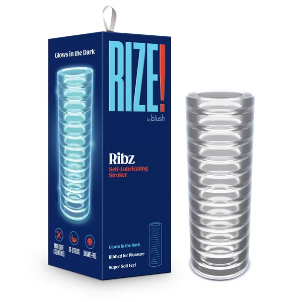 Rize - Ribz - Glow in the Dark Self - Lubricating Stroker - Clear