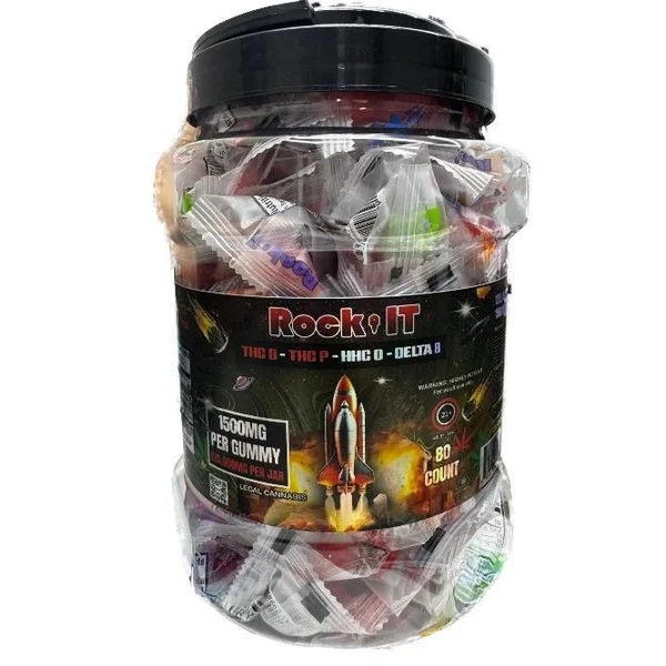Rock-it 120000mg THC-P+D8 Gummies 80ct Jar Grape