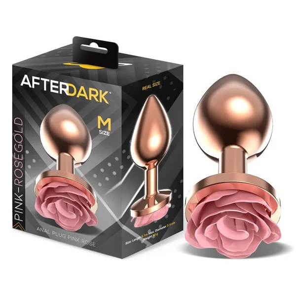 Rosegold Metal Anal Plug with Pink Rose Base – Size M