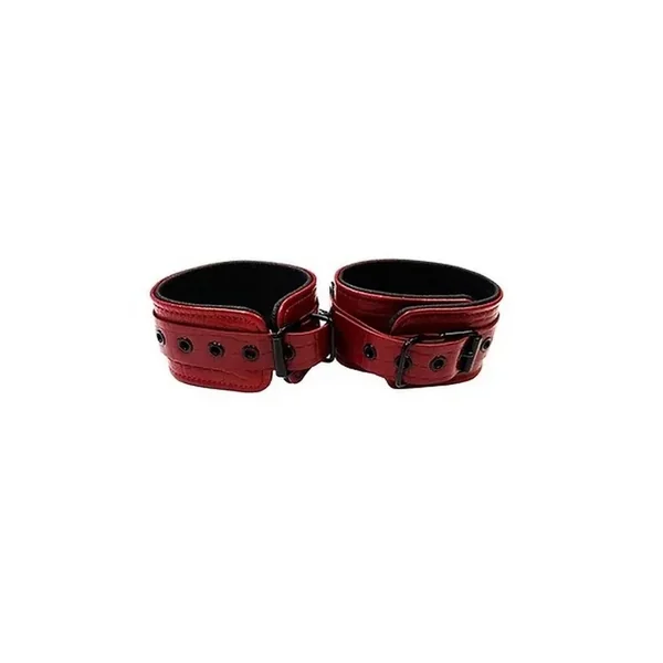 Rouge Anaconda Leather Adjustable Ankle Cuffs – Burgundy