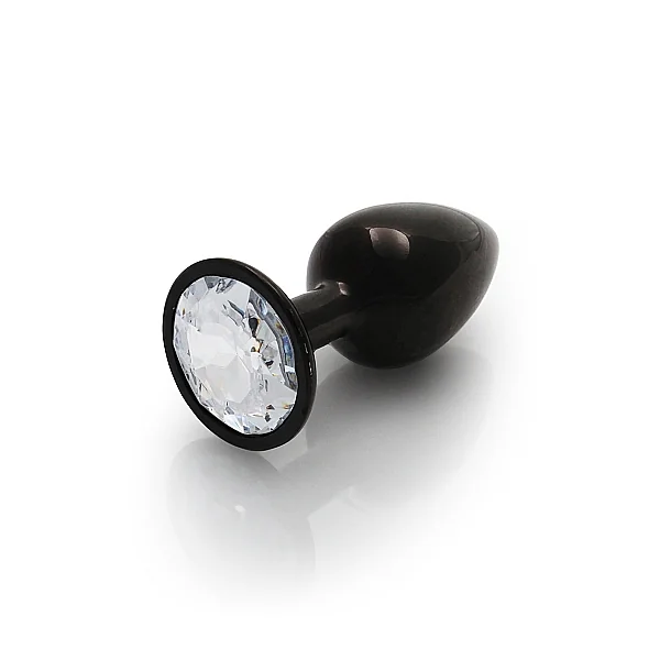 ROUND GEM BUTT PLUG SMALL GUNMETAL DIAMOND