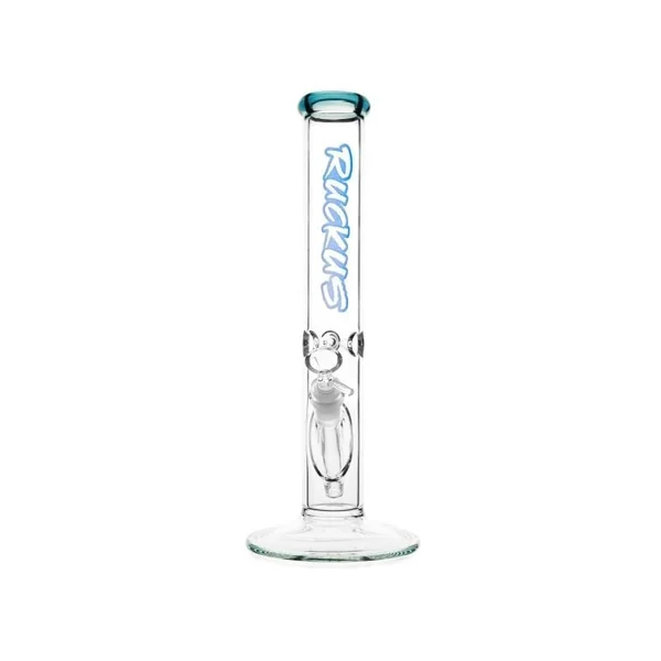 Ruckus Glass 14in Colored Lip Straight Tube Blue