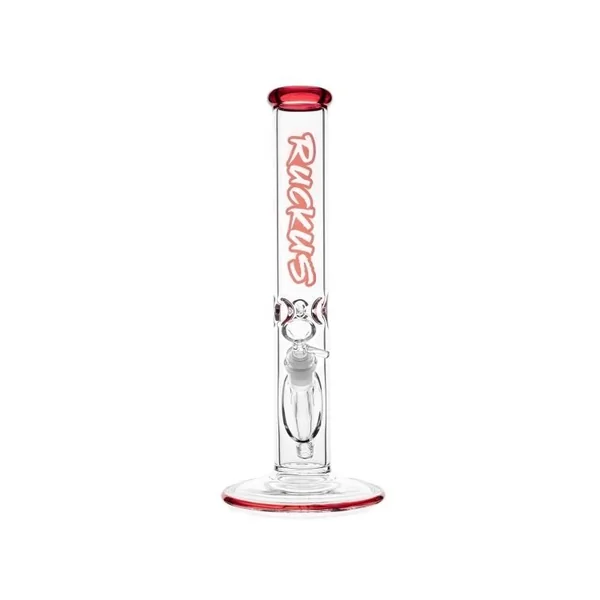 Ruckus Glass 14in Colored Lip Straight Tube Red