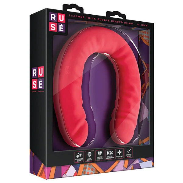 Ruse Silicone Double Headed G-Spot Cerise 18-Inch Long Double Dildo