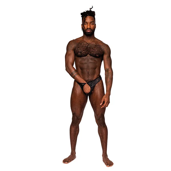 Sassy Lace Open Ring Thong Black L/xl