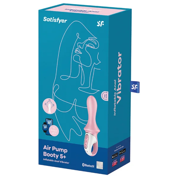 Satisfyer Air Pump Booty 5 Connect App Inflatable Anal Vibrator - Red
