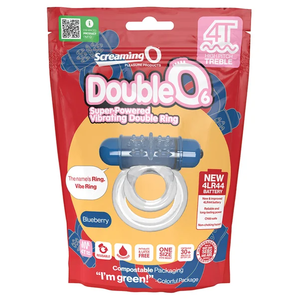 Screaming O 4T Tickle & Tease DoubleO 6 Vibrating Ring - Blueberry