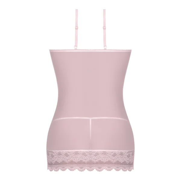 SEABREEZE LACE UP CHEMISE & G SET BLUSH L/XL