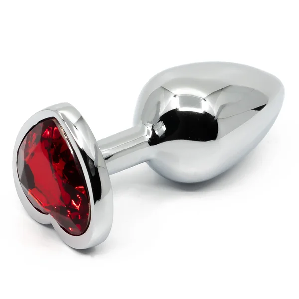 Seamless Metal Butt Plug With Heart Gem - Small