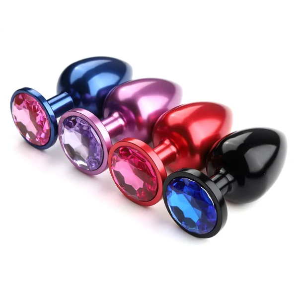 Seamless Metal Starting Butt Plug With Round Gem - Small