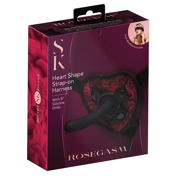 Secret Kisses Rosegasm Heart Shape Strap-On Harness with 5" Dildo