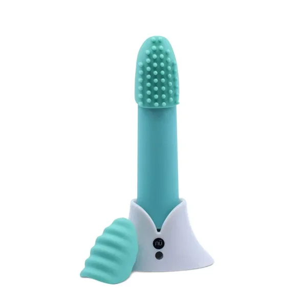 Sensuelle Point Plus 20-function Rechargable Silicone Bullet Vibrator With Textured Tips – Tiffany Blue