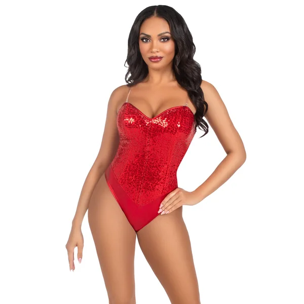 Sequin Bodysuit - Small - Red