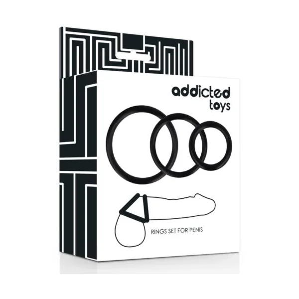 Set of Cockring Sex Toys For Men Erection Delay Addicted Toys Black Penis Rings