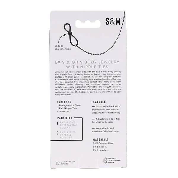 Sex & Mischief Ex’s & Oh’s Body Jewelry w/Nipple Ties – Black