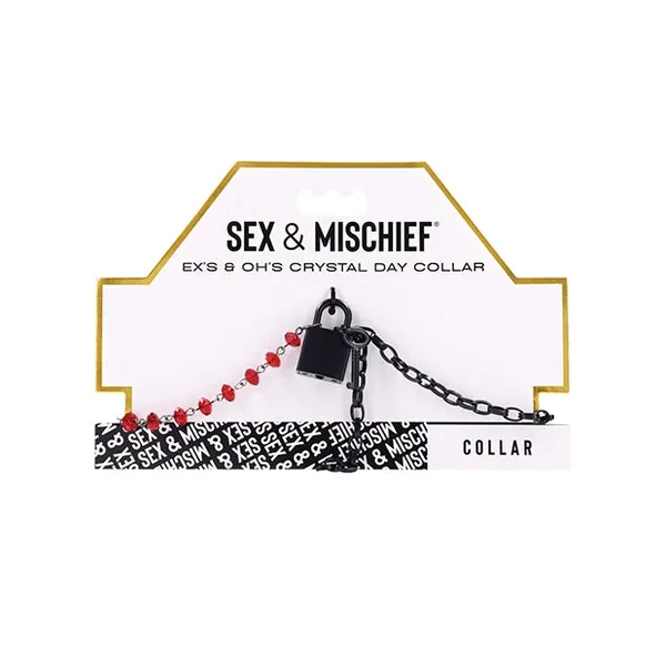 Sex & Mischief Ex’s & Oh’s Crystal Day Collar – Red/Black
