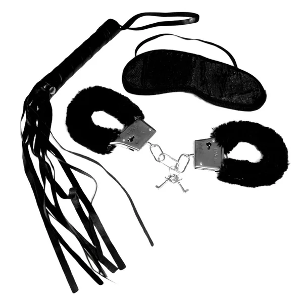 Sex & Mischief Intro to S&M Kit With Cuffs, Flogger & Blindfold