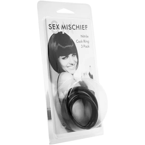 Sex & Mischief Nitrile Cock Ring Pack Of 3