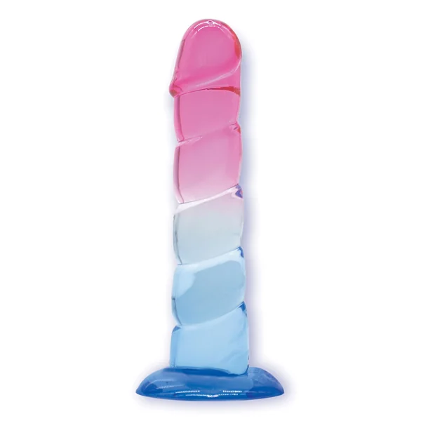 Shades, 7.5" Swirl Jelly Tpr Gradient Dong - Pink and Blue