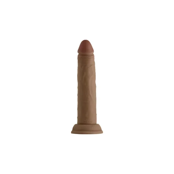 Shaft Model J: Dual Density Silicone Dildo with Suction Cup, 6.8 Inch Insertable, 1.51 Inch Max Width, Oak