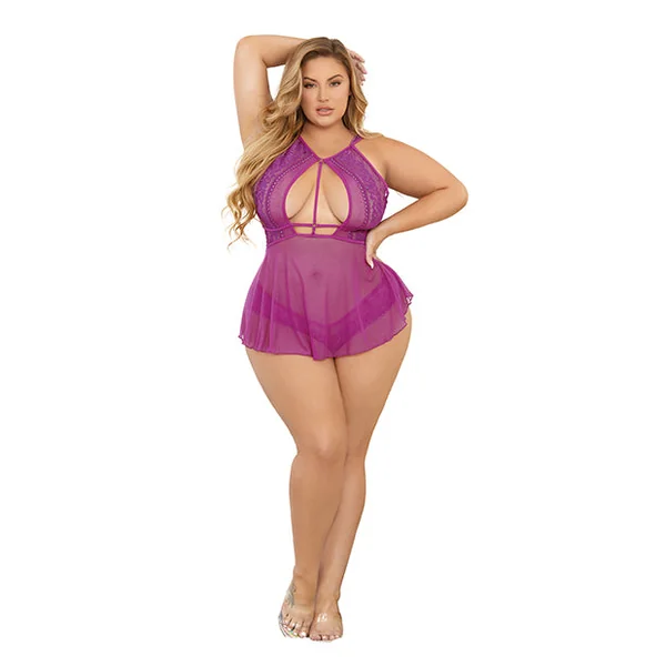 Sheer Shorty Babydoll Wild Orchid