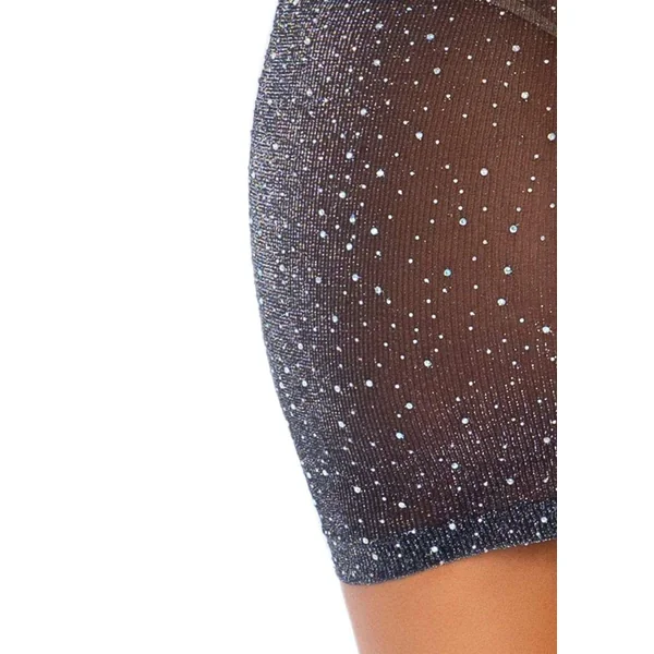 Shimmery Rhinestone Tube Dress - One Size - Black-silver
