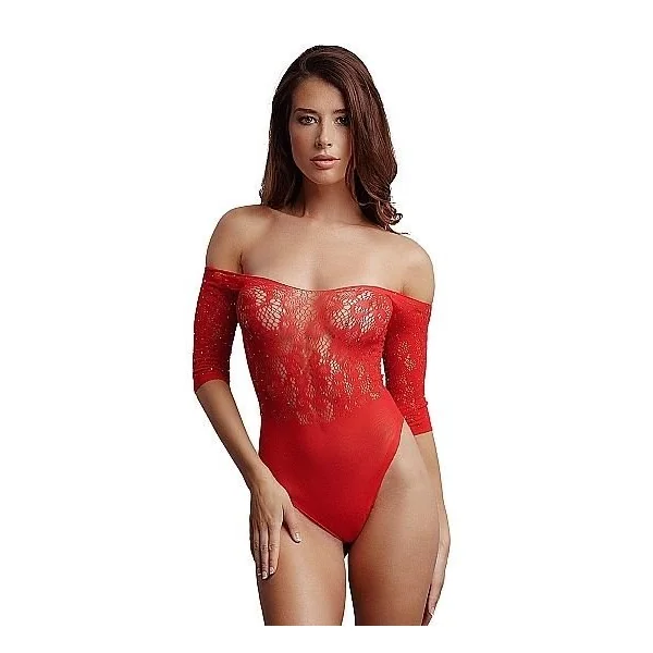 Shots Lingerie Crotchless Rhinestone Teddy – Red