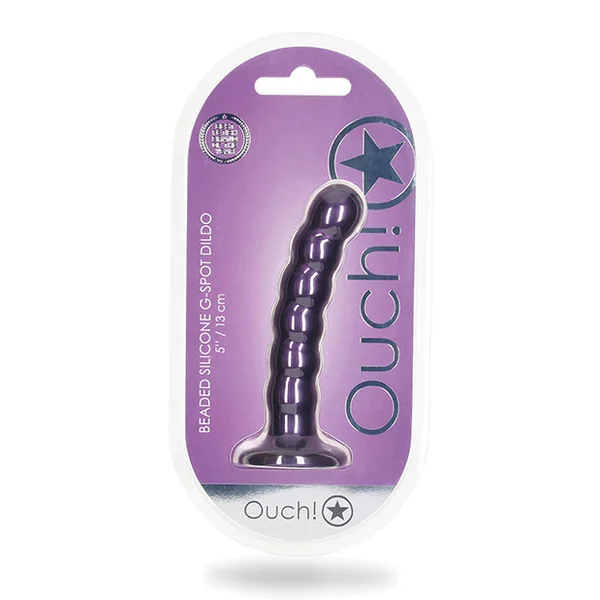 Shots Ouch 5" Beaded G-spot Dildo - Metallic Purple
